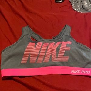 Large Nike pro grey and pink sports bra